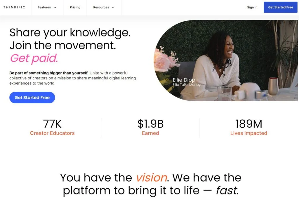Thinkific can be used to create online courses