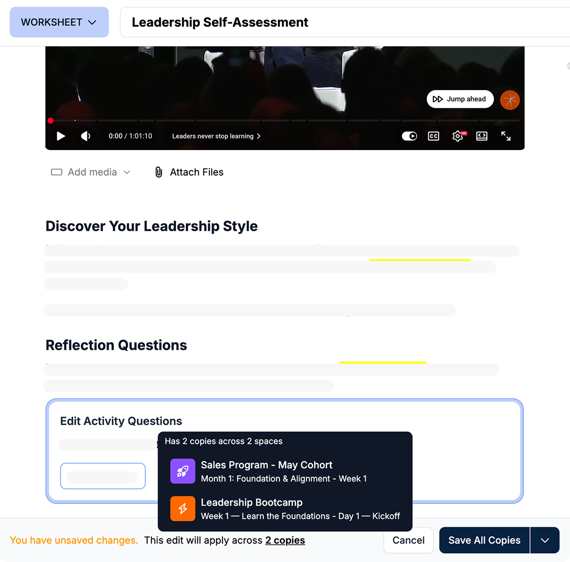 Worksheet editor with reuse across programs