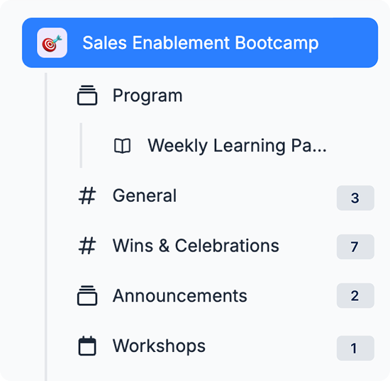 Program sidebar with activity badges