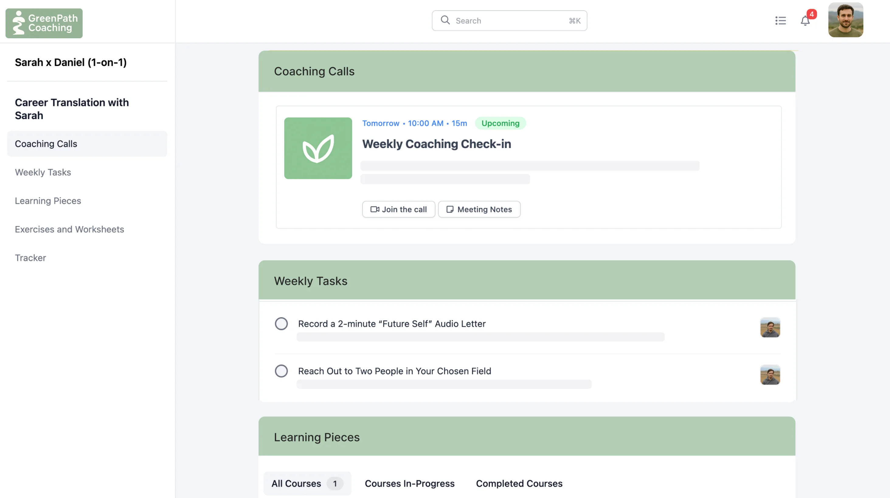 Individual coaching program in upcoach