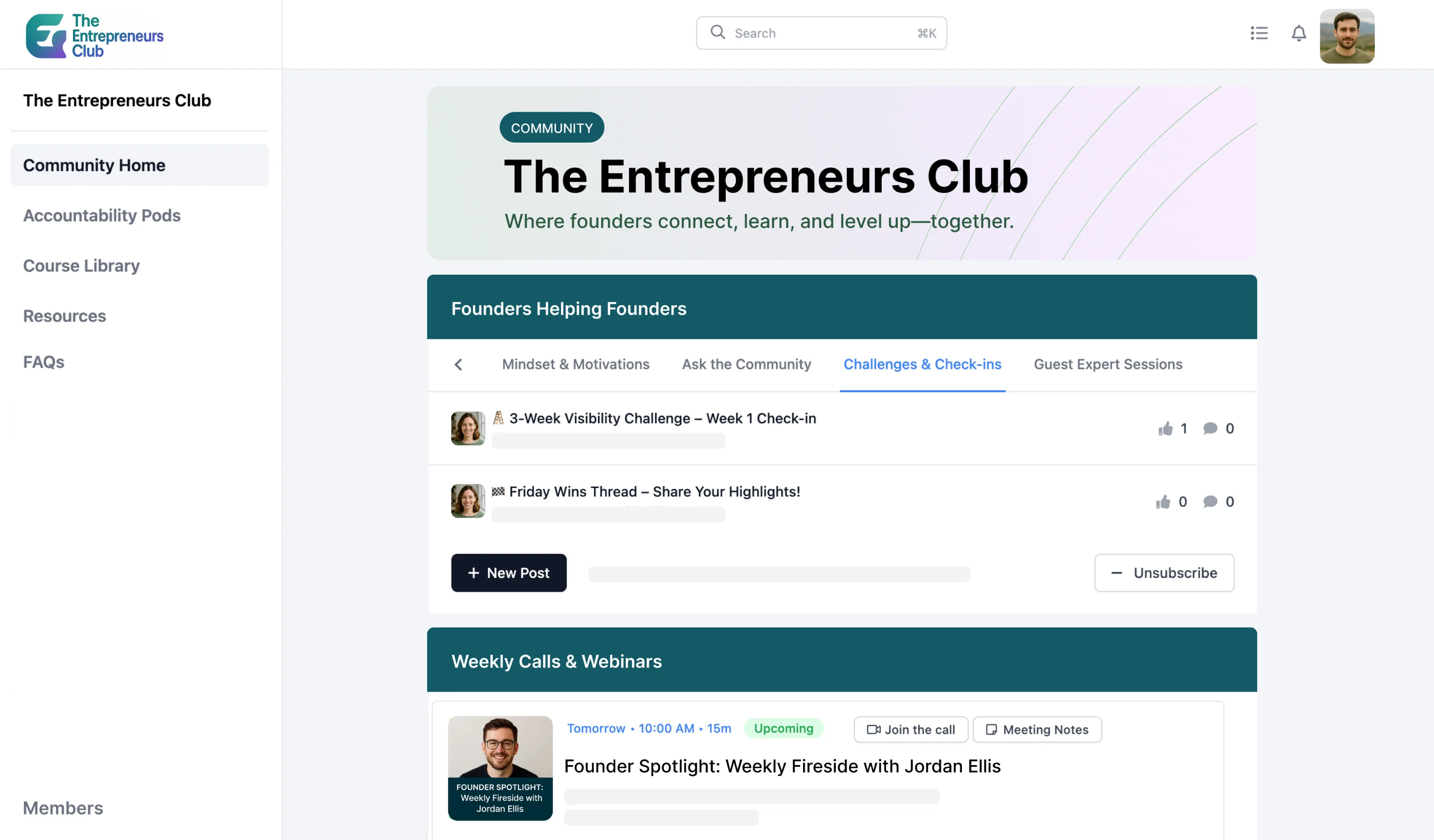 Coaching organization community in upcoach